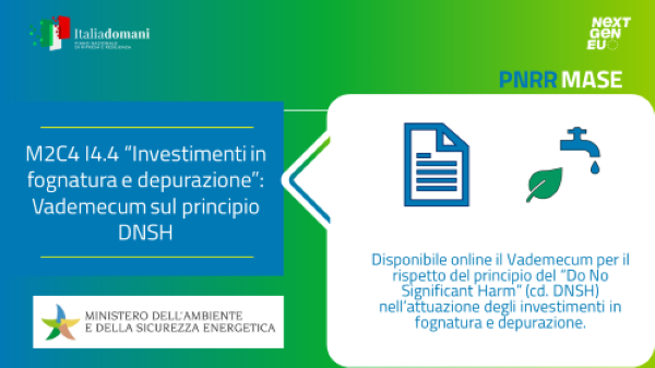 Investimenti in fognatura e depurazione, dal Mase Vademecum per il rispetto del principio DNSH